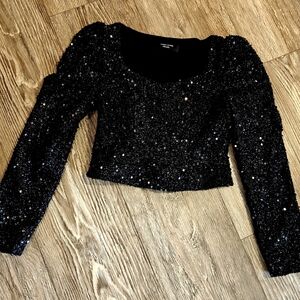 Black Sequin Women's Top